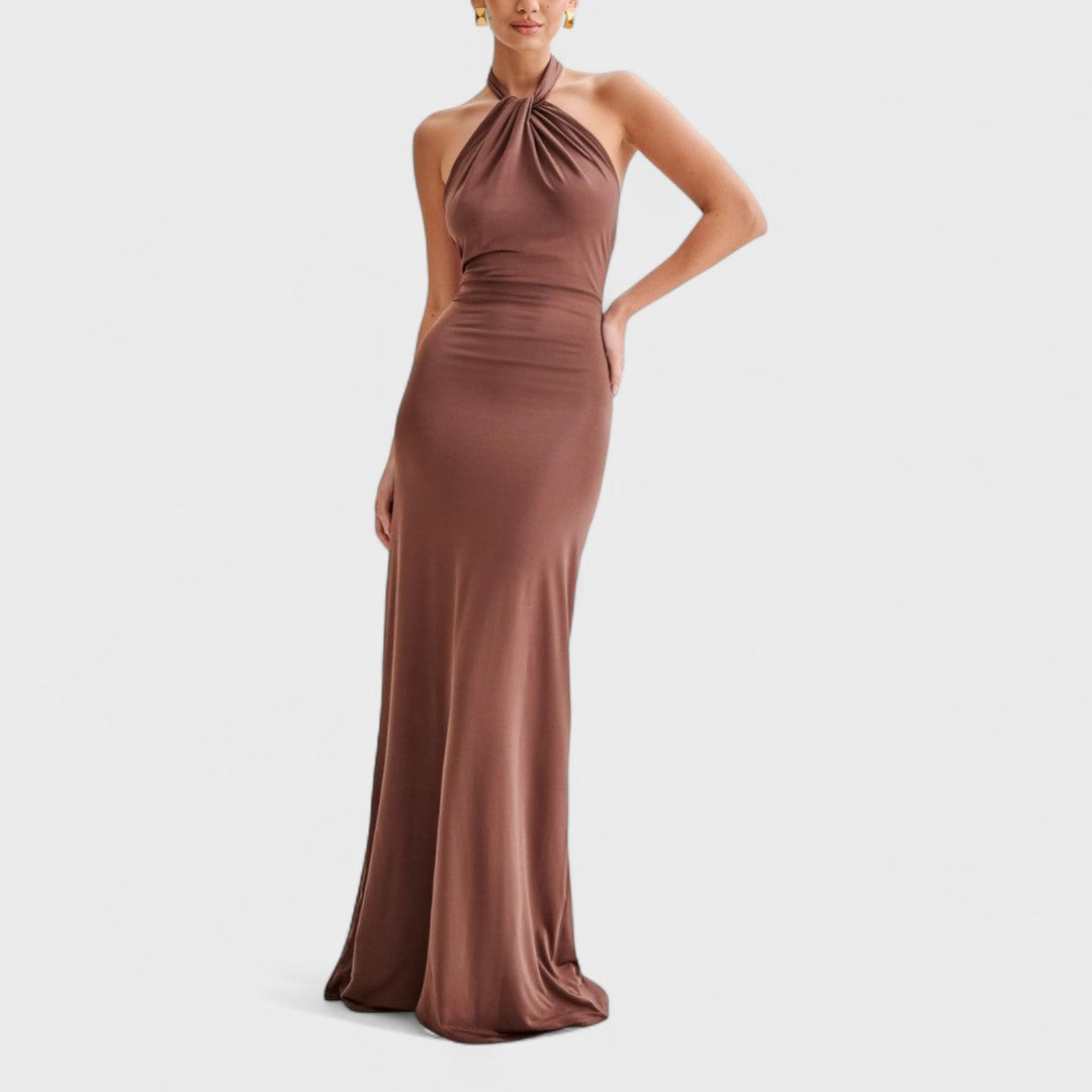 Klara – Zúžené hedvábné šaty s halter krkem
