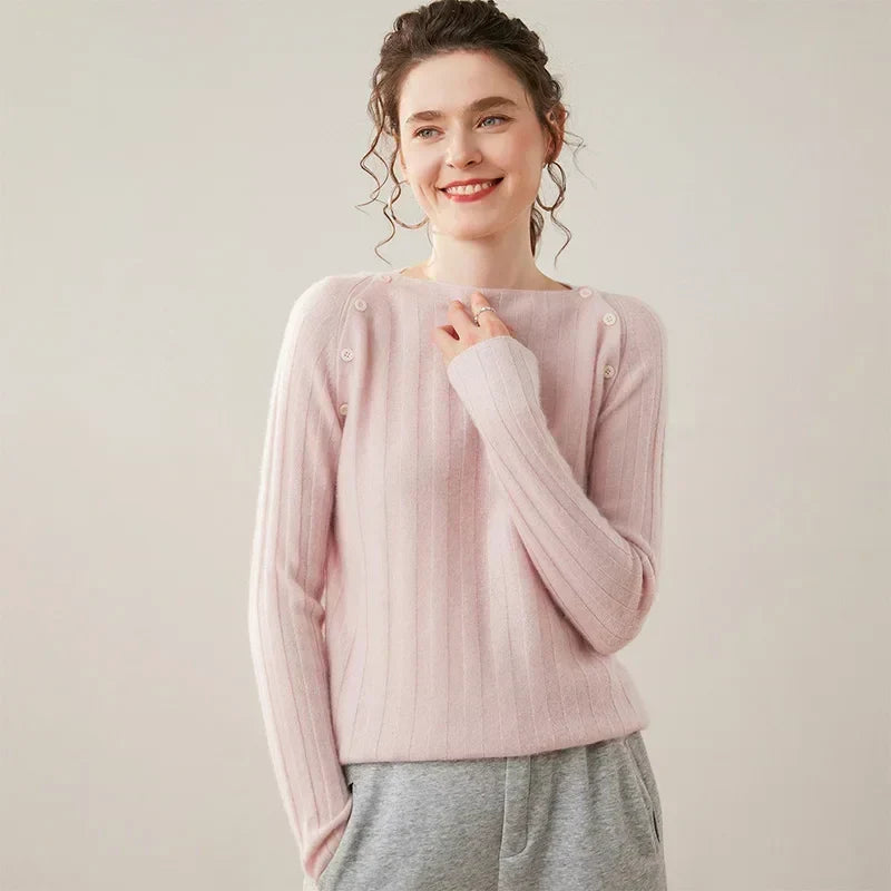 Maribel Svetřík z kašmíru s knoflíky