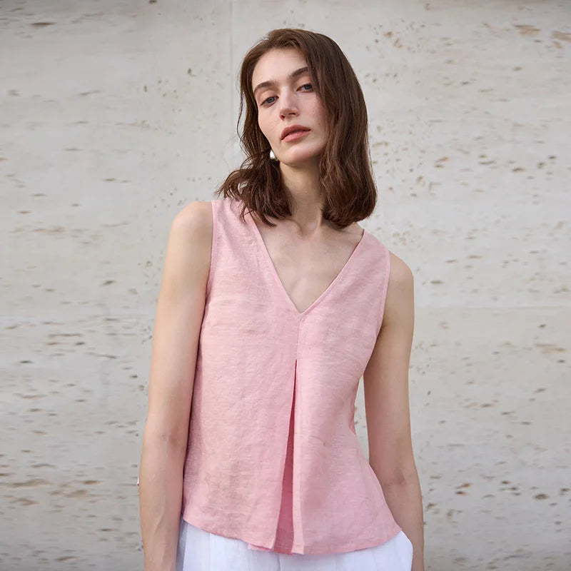 Oboustranná vesta z chambray lnu