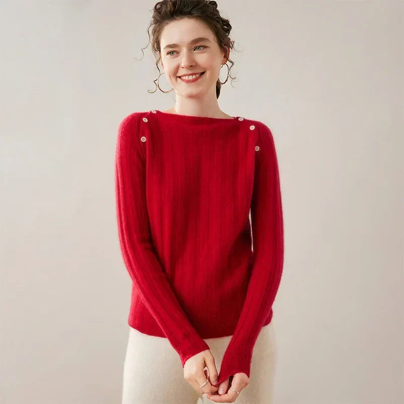 Maribel Svetřík z kašmíru s knoflíky